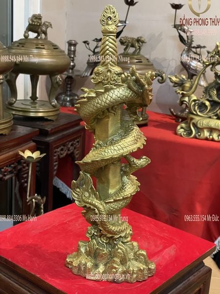 tượng rồng cuộn kiếm bằng đồng