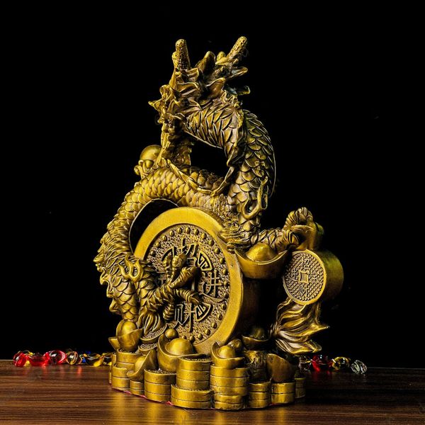 Rồng cuộn tiền để bàn bằng đồng cao 27x23 nặng 4 kg