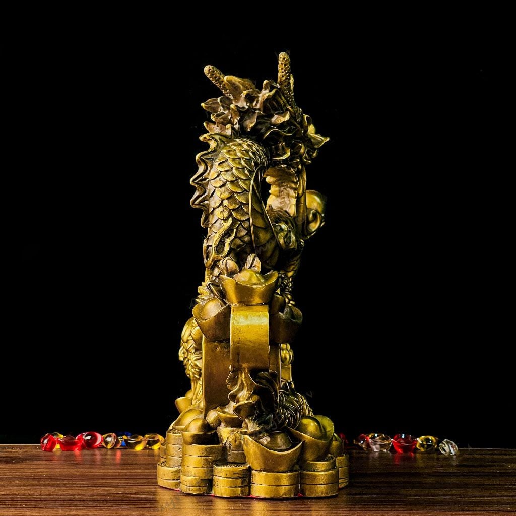 Rồng cuộn tiền để bàn bằng đồng cao 27x23 nặng 4 kg