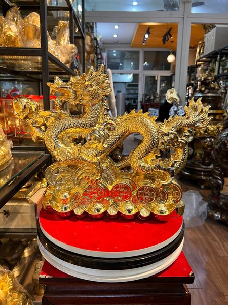 Tượng rồng dát vàng Cao 34 dài 45cm nặng 7kg