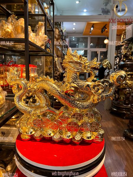 Tượng rồng dát vàng Cao 34 dài 45cm nặng 7kg