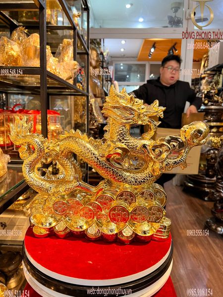 Tượng rồng dát vàng Cao 34 dài 45cm nặng 7kg