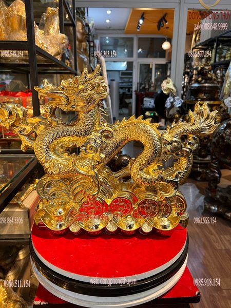 Tượng rồng dát vàng Cao 34 dài 45cm nặng 7kg