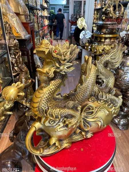 Tượng rồng hồ lô phong thủy bằng đồng