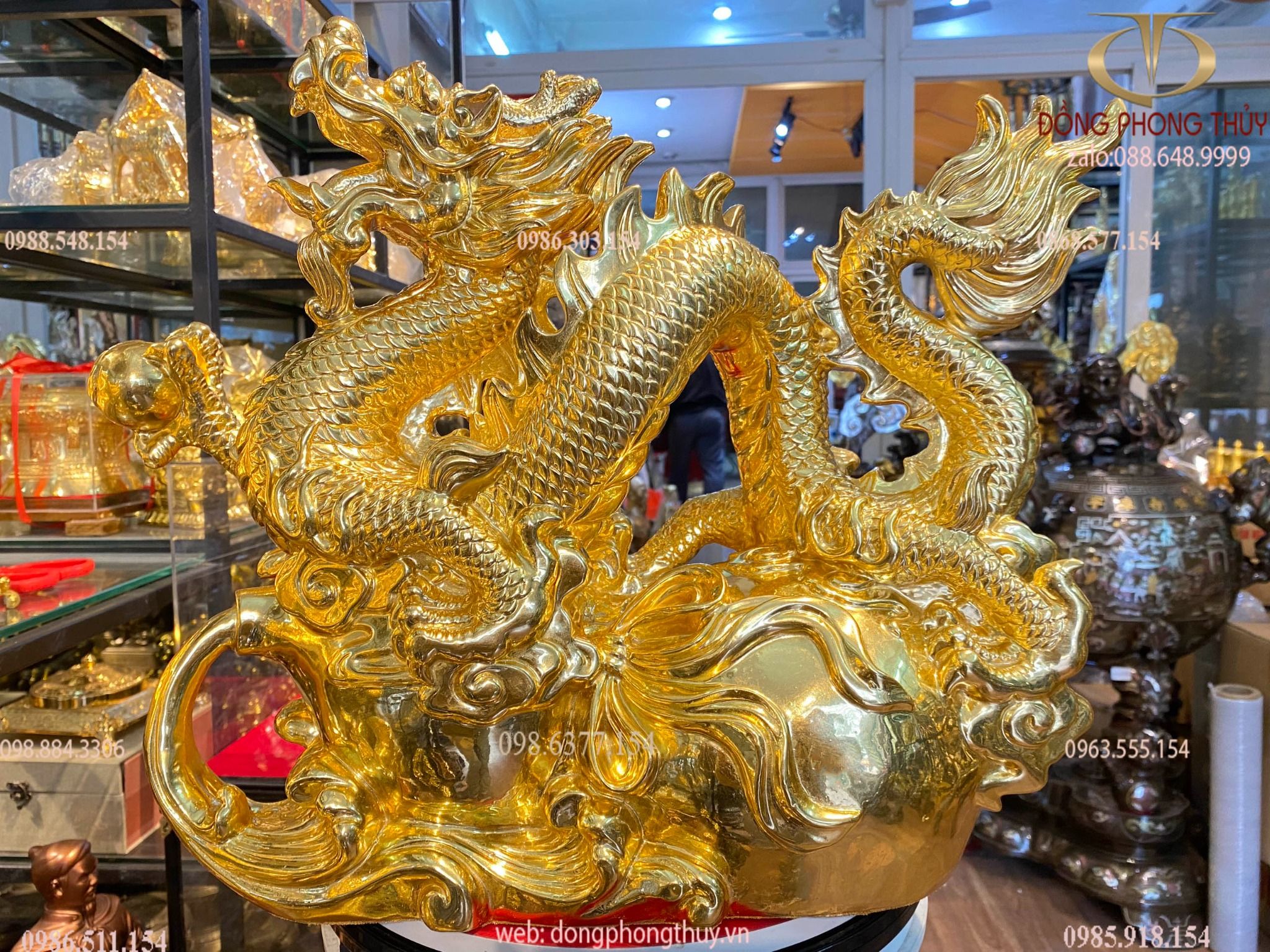 Tượng rồng hồ lô Cao 42 ngang 55 sâu 15 nặng 16 kg