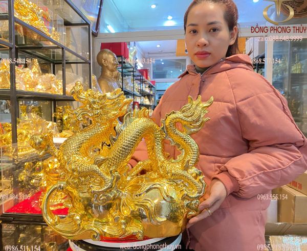 Tượng rồng hồ lô Cao 42 dài 55 sâu 18 nặng 16 kg