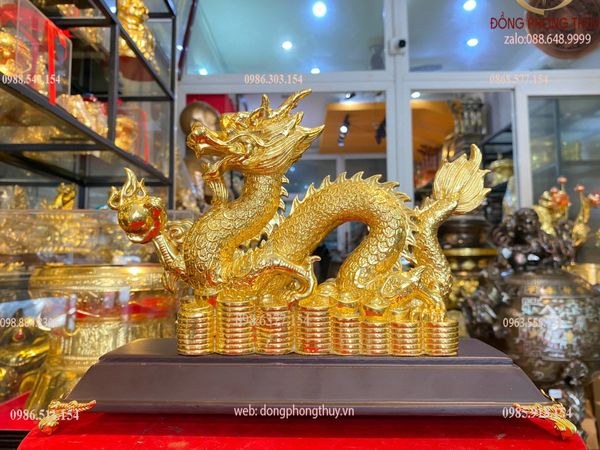 Tượng rồng  vẩy tiền mạ vàng 24k