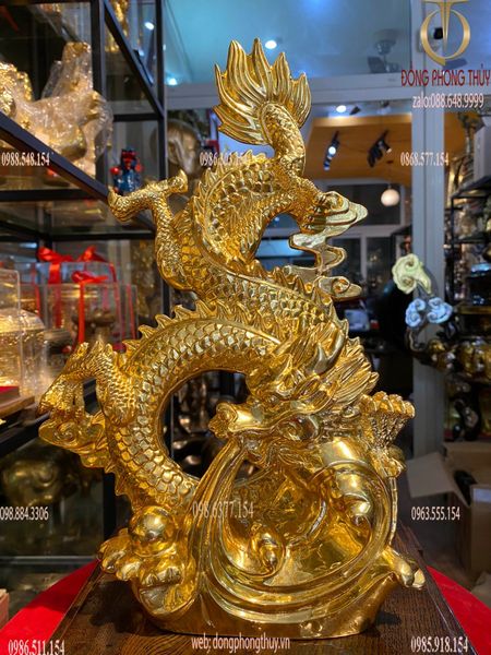 Tượng rồng mạ vàng - Tượng rồng dát vàng 24k