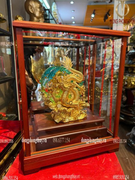 Tượng rồng mạ vàng 24k 17x29x35cm