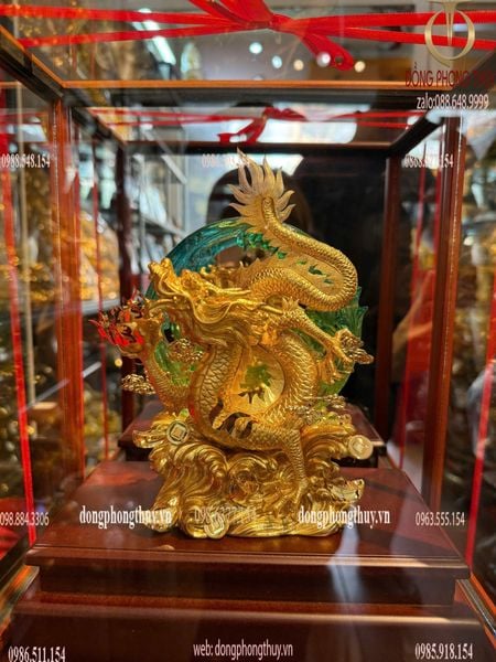 Tượng rồng mạ vàng 24k 17x29x35cm