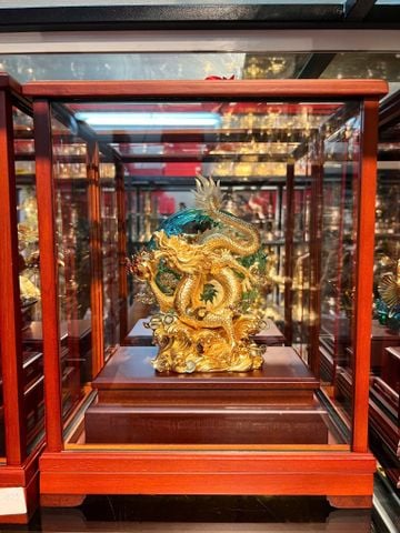 Quà tặng mạ vàng: Tượng rồng mạ vàng 24k 17x29x35cm