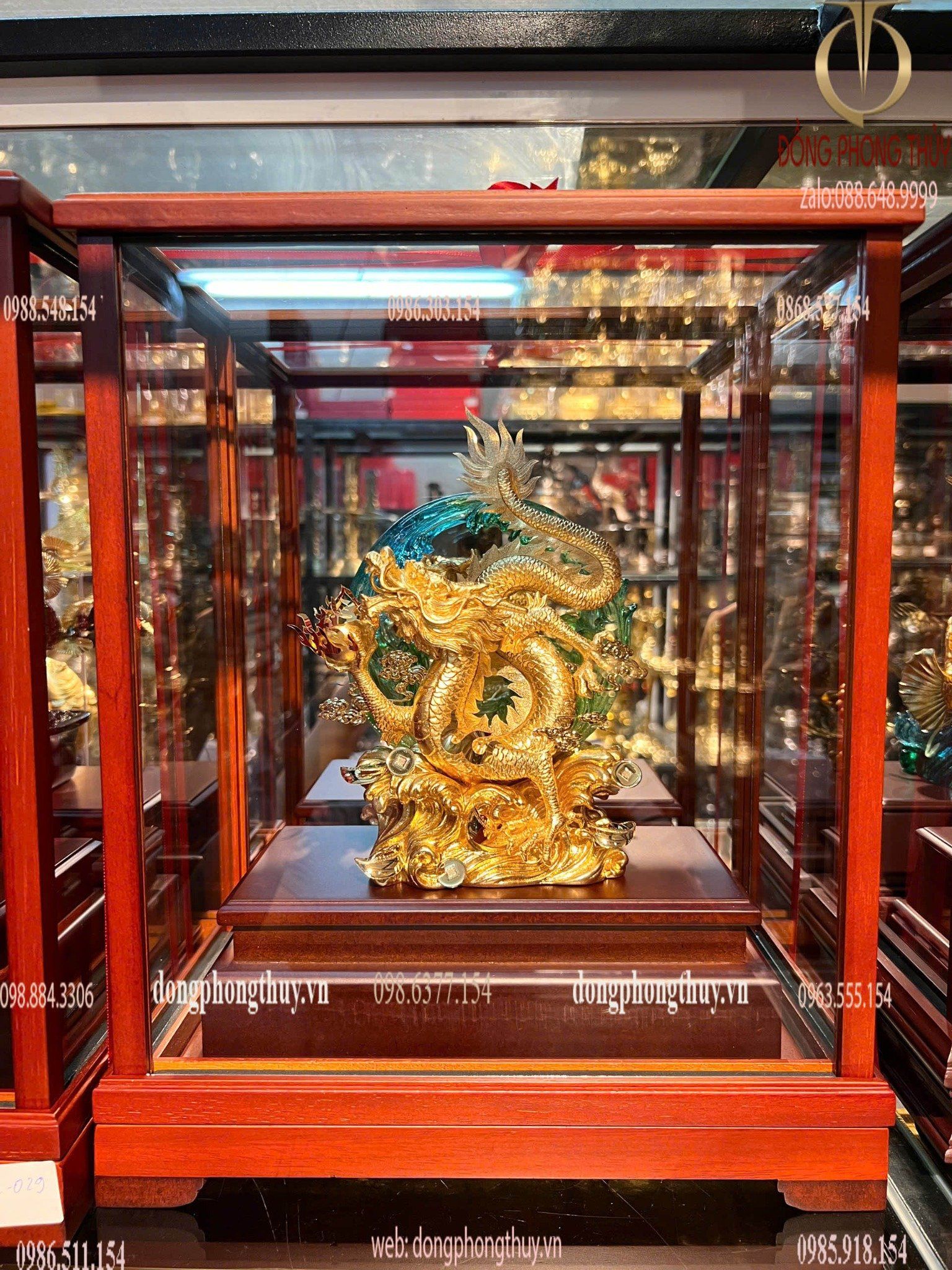 Quà tặng mạ vàng: Tượng rồng mạ vàng 24k 17x29x35cm