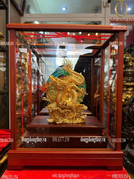Tượng rồng mạ vàng 24k 17x29x35cm
