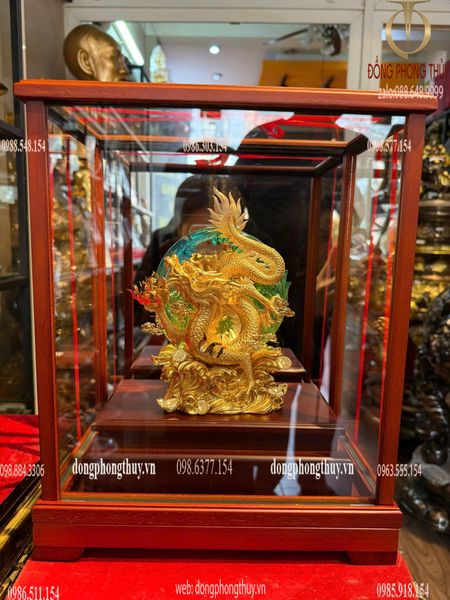 Tượng rồng mạ vàng 24k 17x29x35cm