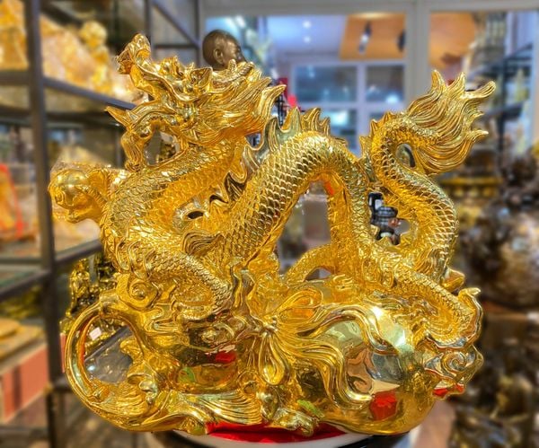 Tượng rồng mạ vàng - Tượng rồng hồ lô 40cm dát vàng 24k