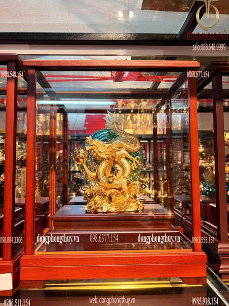 Quà tặng mạ vàng: Tượng rồng mạ vàng 24k 17x29x35cm
