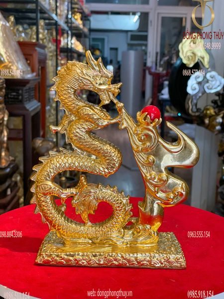 Tượng rồng chữ Phúc dát vàng 24k