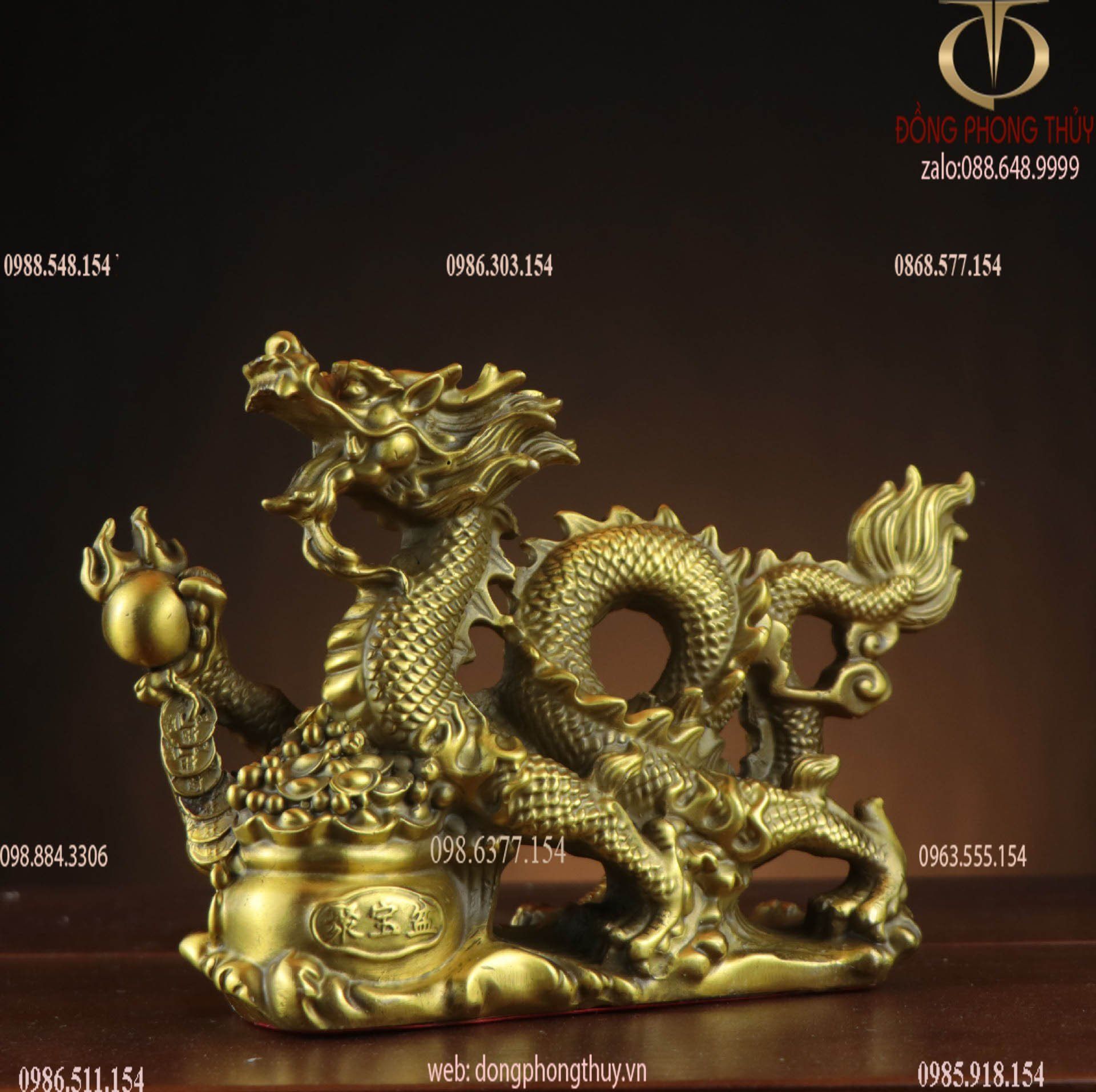 Tượng rồng đế tiền hũ vàng