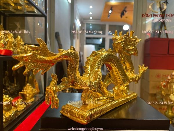 Tượng rồng mạ vàng - Tượng rồng phong thủy bằng đồng dát vàng 24k