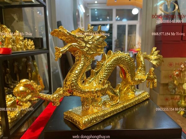 Tượng rồng mạ vàng - Tượng rồng phong thủy bằng đồng dát vàng 24k