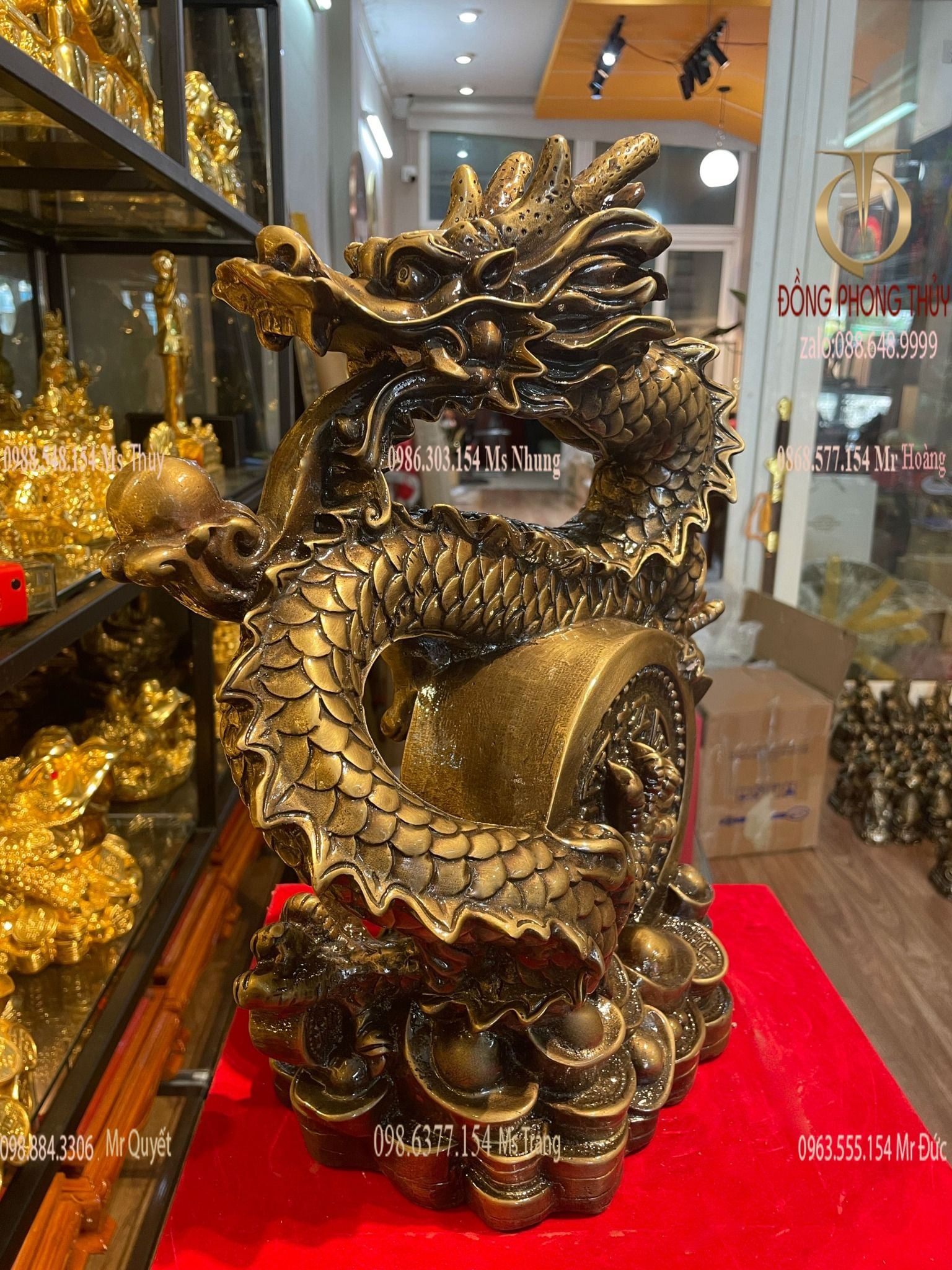 Tượng rồng phong thủy cuộn tiền cao 40 nặng 9kg