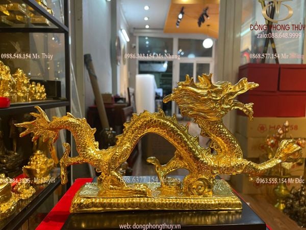 Tượng rồng mạ vàng - Tượng rồng phong thủy bằng đồng dát vàng 24k