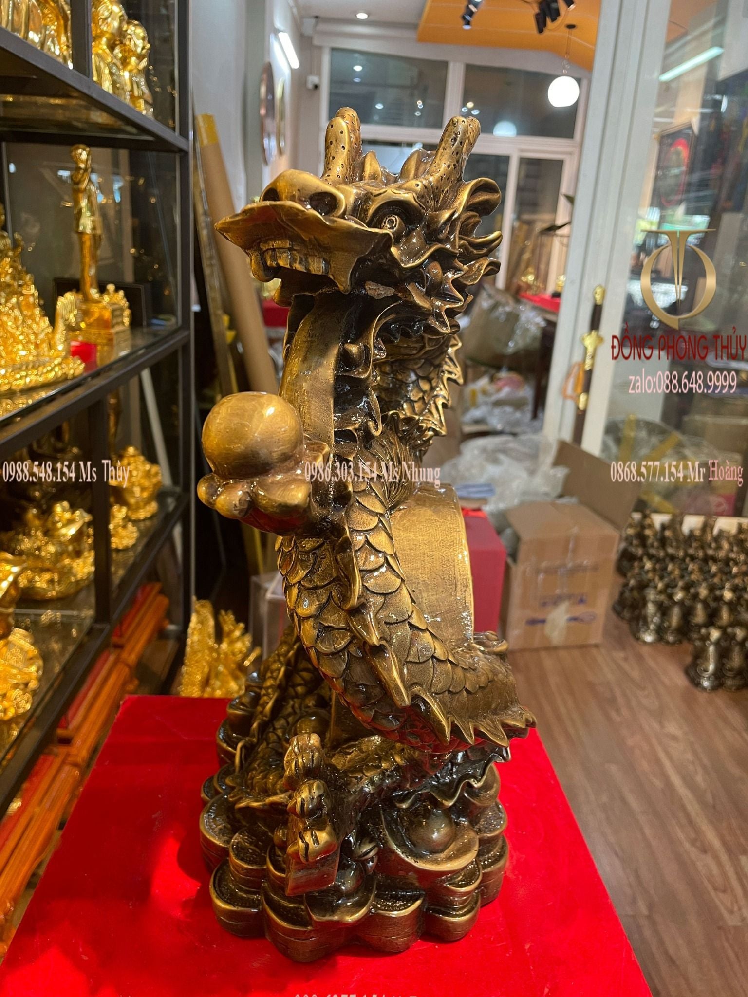 Tượng rồng phong thủy cuộn tiền cao 40 nặng 9kg