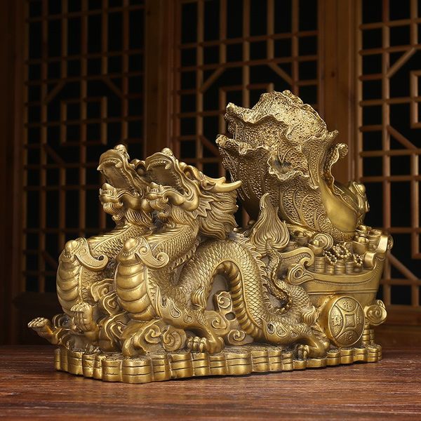 Tượng rồng phong thuỷ song long kéo cải