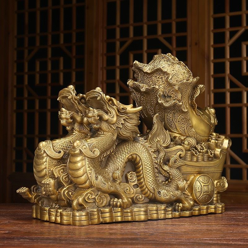 Tượng rồng phong thuỷ song long kéo cải