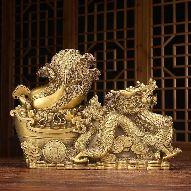Tượng rồng phong thuỷ song long kéo cải