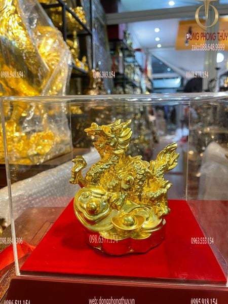 Tượng rồng mạ vàng - Tượng rồng phong thủy bằng đồng dát vàng 24k