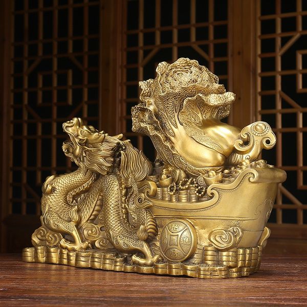 Tượng rồng phong thuỷ song long kéo cải