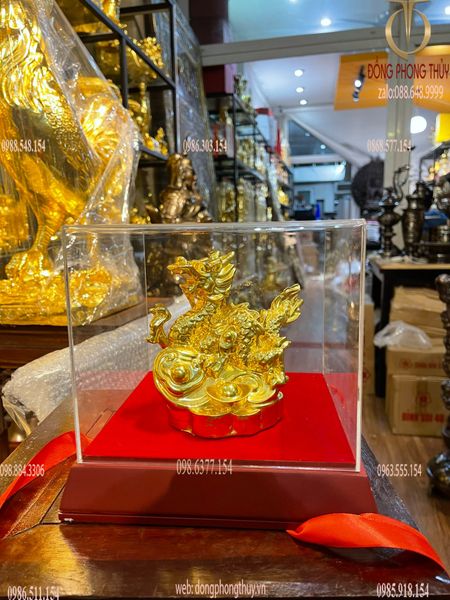 Tượng rồng mạ vàng - Tượng rồng phong thủy bằng đồng dát vàng 24k