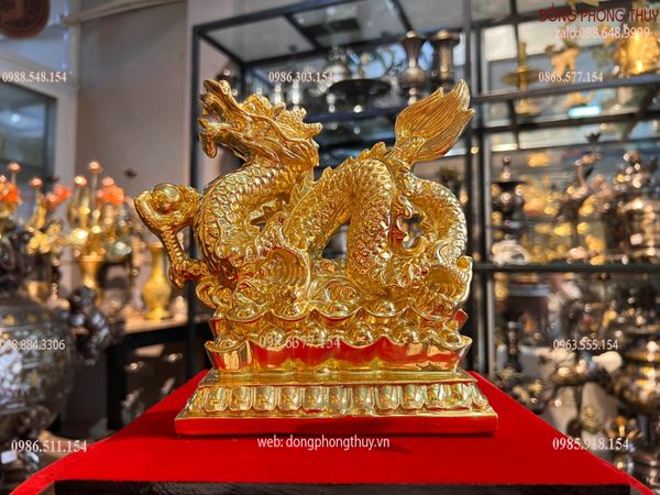 Tượng rồng tiến mạ vàng 24k