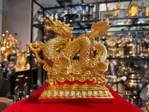 Tượng rồng tiến mạ vàng 24k