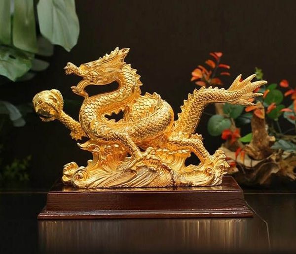 Tượng rồng mạ vàng - Tượng rồng dát vàng 24k