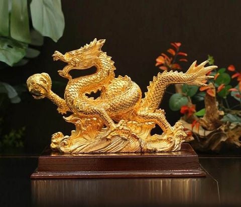 Tượng rồng mạ vàng - Tượng rồng dát vàng 24k