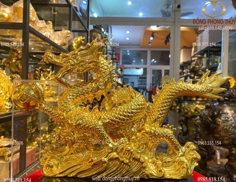 Tượng rồng cao 36 dài 58cm dát vàng 24k