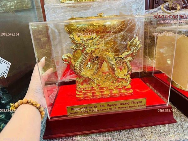 Tượng rồng mạ vàng - Tượng rồng dát vàng 24k