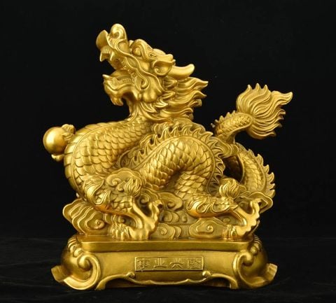 Tượng rồng giáp tiền cỡ đại cao 26.5cm nặng 3,5kg chữ Nho