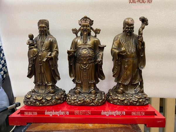 Tượng tam đa phúc lộc thọ bằng đồng hun