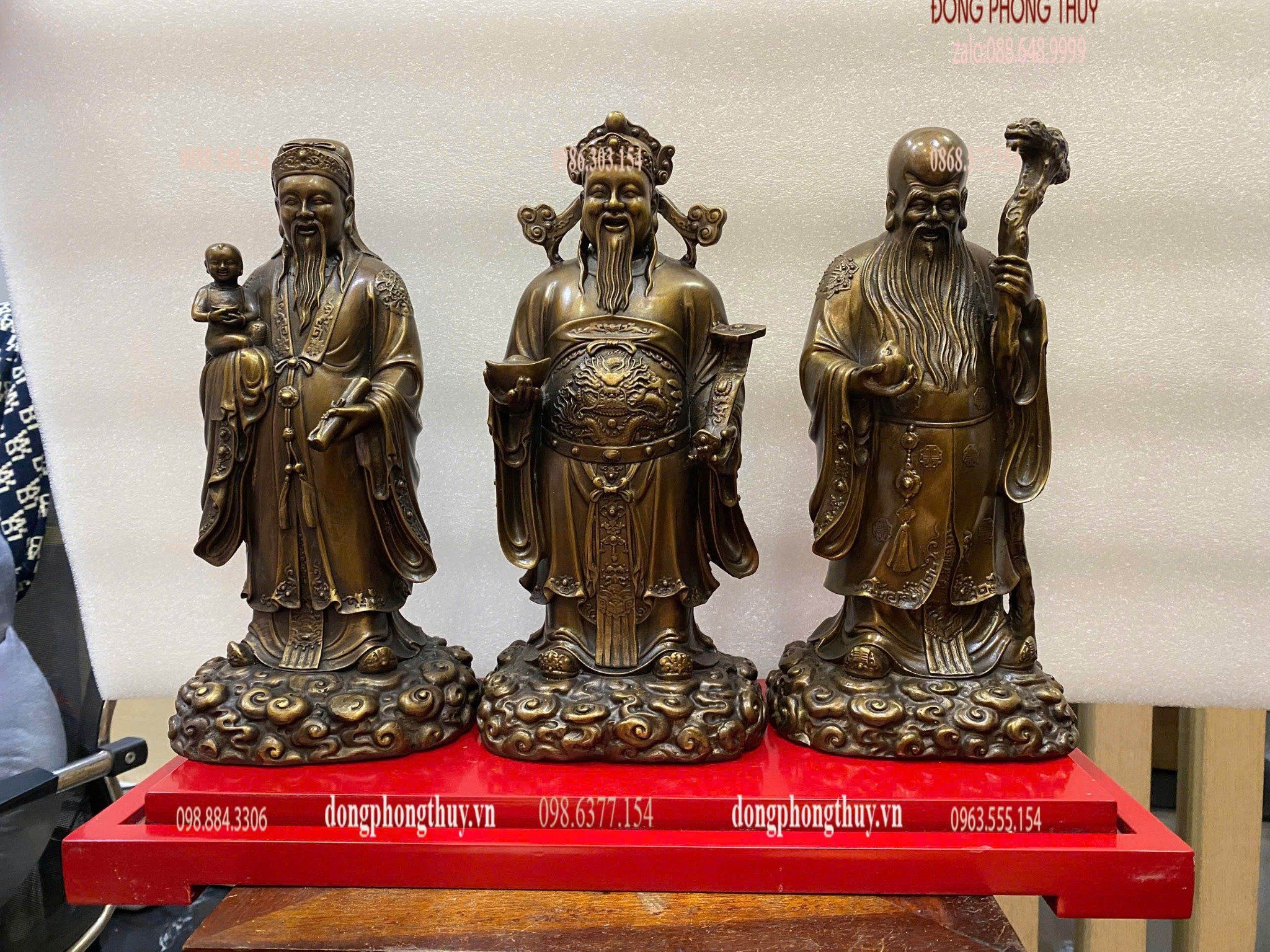 Tượng tam đa phúc lộc thọ bằng đồng hun