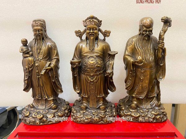 Tượng tam đa phúc lộc thọ bằng đồng hun