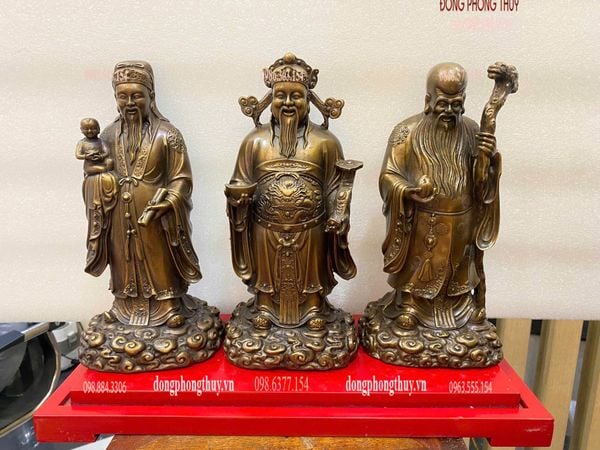 Tượng tam đa phúc lộc thọ bằng đồng hun