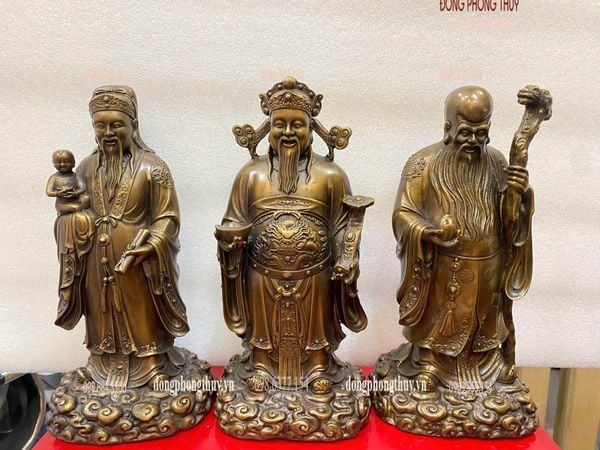 Tượng tam đa phúc lộc thọ bằng đồng hun