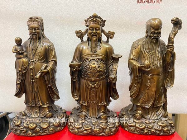 Tượng tam đa phúc lộc thọ bằng đồng hun