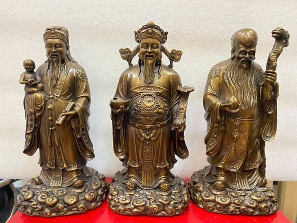 Tượng tam đa phúc lộc thọ bằng đồng hun