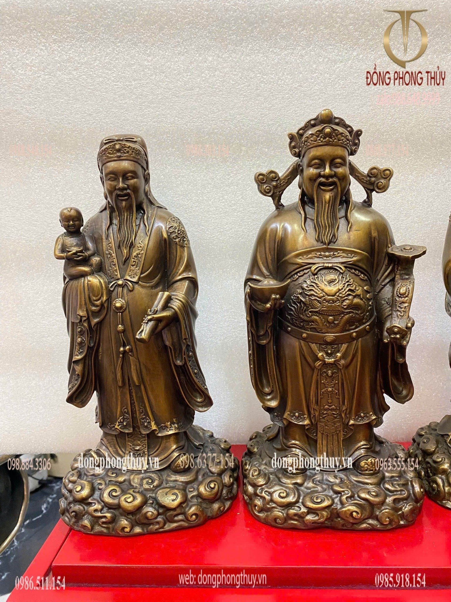 Tượng tam đa phúc lộc thọ bằng đồng hun