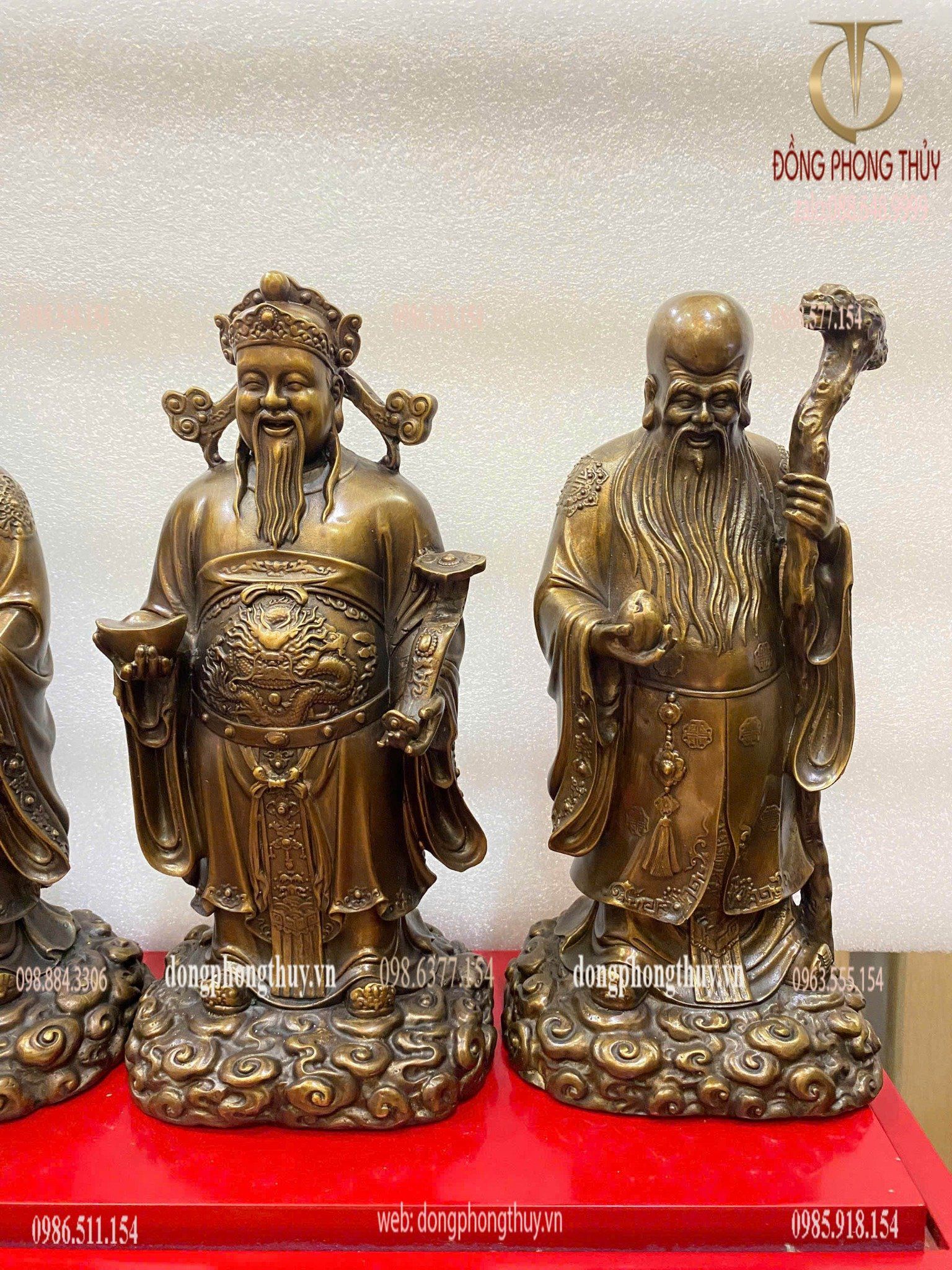 Tượng tam đa phúc lộc thọ bằng đồng hun
