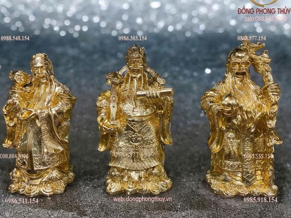 Tượng phúc lộc thọ bằng đồng dát vàng 24k cao 55cm